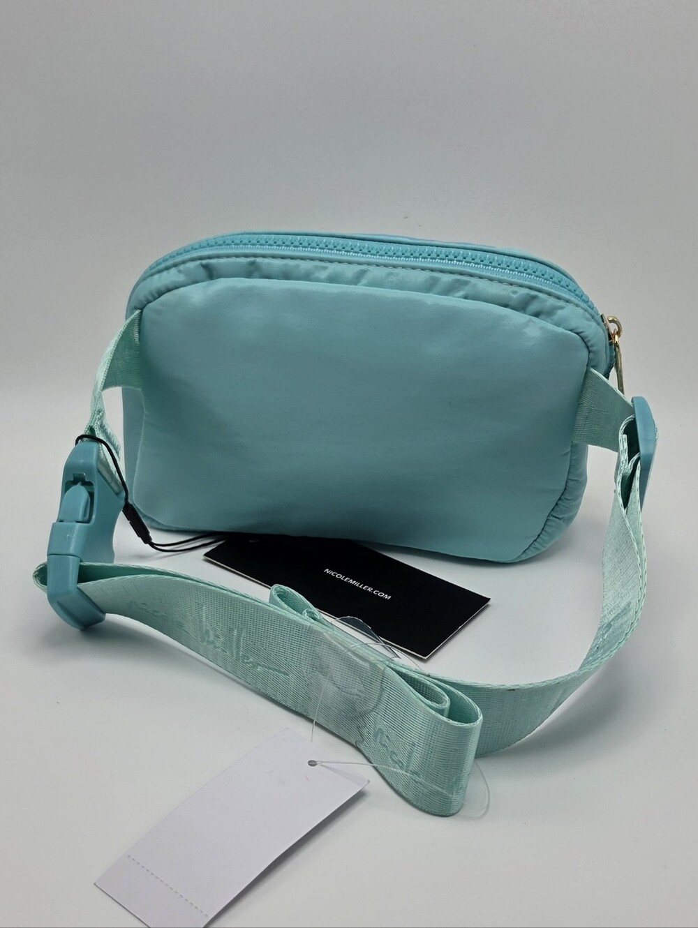 Nicole Miller Women's Nylon Crossbody Fanny Pack Belt Bag Aqua/Yellow Gradient - Picture 8 of 11